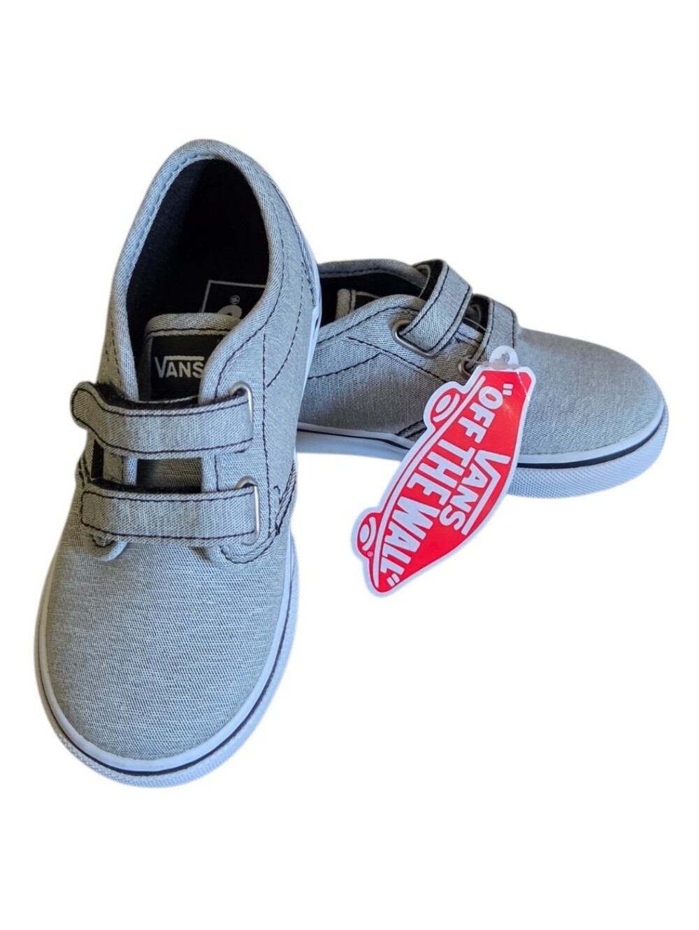 Vans Kids' Gray Canvas Velcro Sneakers